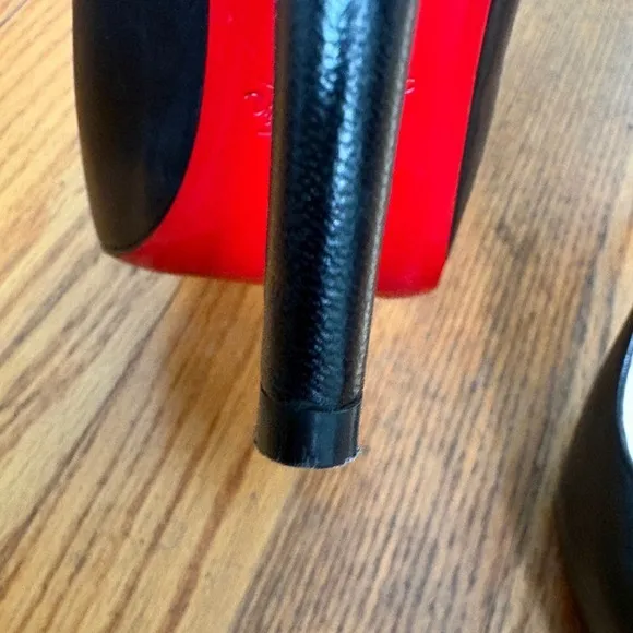 Christian Louboutin Rolando 120 Black Leather Platform Pumps Red Bottoms Heel 37 - Image 14