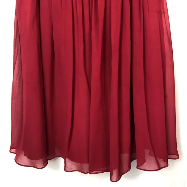 Azazie Red Short Bridesmaids Chiffon Skirt‎ High Halter Neck Dress 6 - Image 4