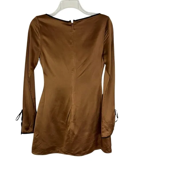 House of CB Sakina Copper Satin Mini Dress Size XS - Image 11