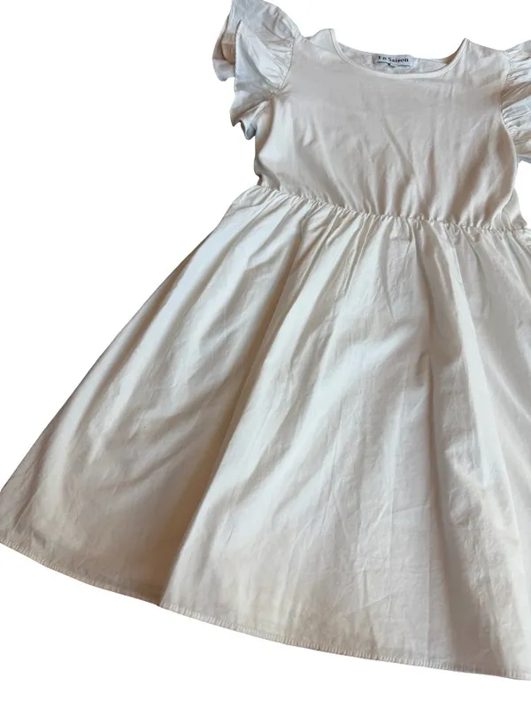 En Saison White A-Line Dress Flowy Sleeves Cotton Blend Stretch Size Medium - Image 6