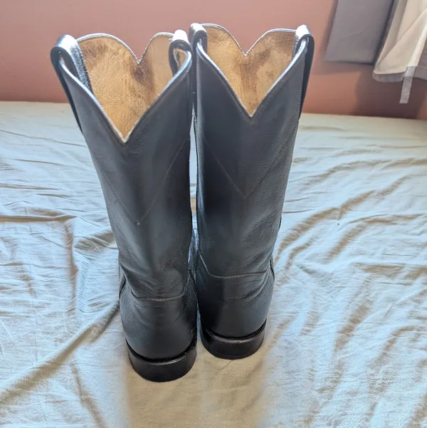 Dan Post Women’s Leather Pull-On Cowboy Boots W8.5 Black - Image 3