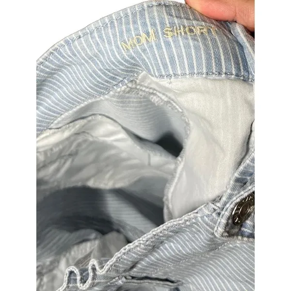 American Eagle Mom Shorts Size US 14 Striped Light Blue Pleated High Rise Casual - Image 5