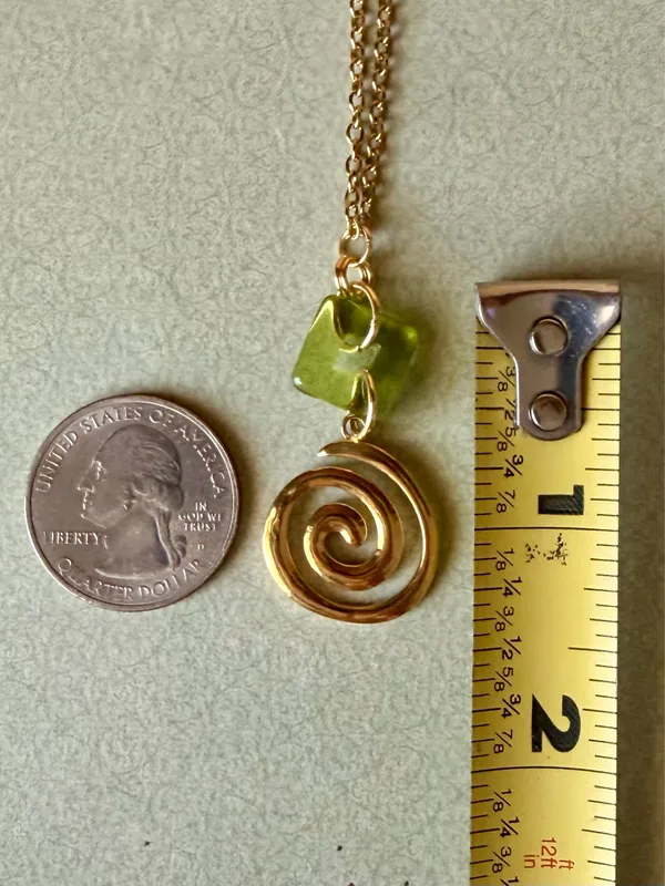 Handmade gold tone stainless steel spiral swirl uzumaki & Czech glass necklace🌀 - Image 5