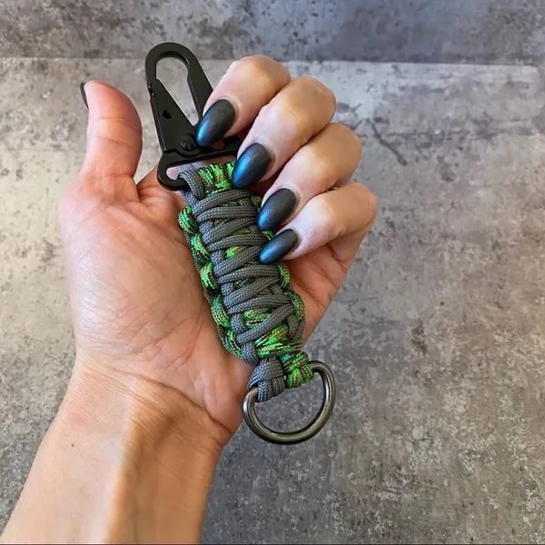 Paracord Keychain Handmade USA Unisex Sporty Green Grey NEW King Cobra - Image 9