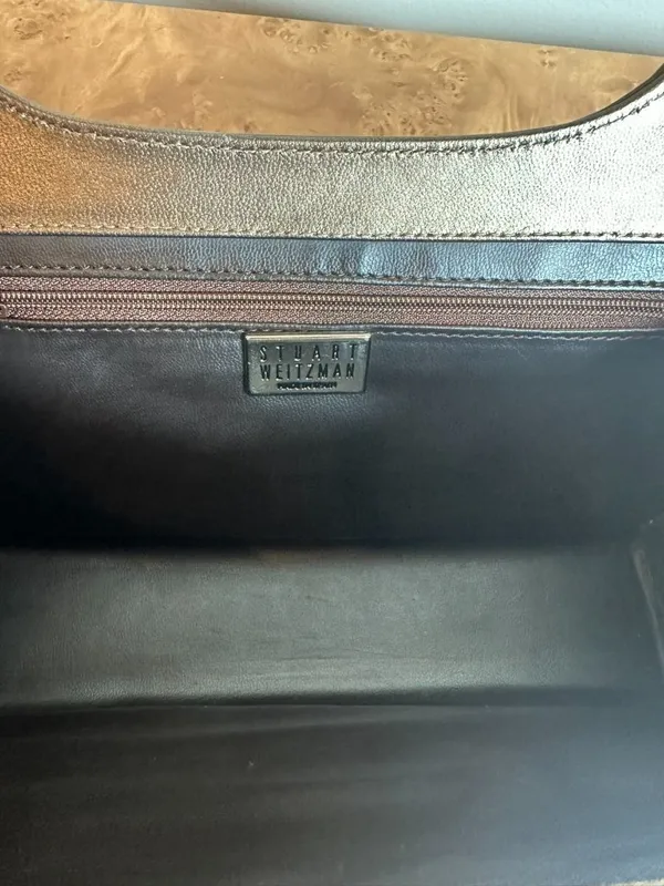 Stuart Weitzman Vintage Bronze Patent Leather Frame Bag Crossbody Clutch - Image 7
