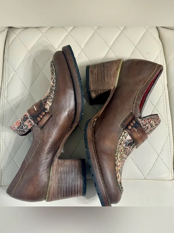 FREEBIRD by Steven Women's Bristol Snake Leather chunky Heel Shoes size 8 - Image 10