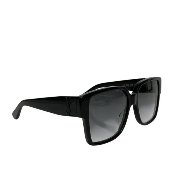 YSL - SAINT LAURENT Acetate Square SLM9 002 Sunglasses Black/Gray - Image 2