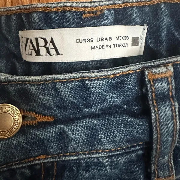 Zara Distressed Boyfriend Jeans Blue Ripped Straight Leg Denim - Image 3