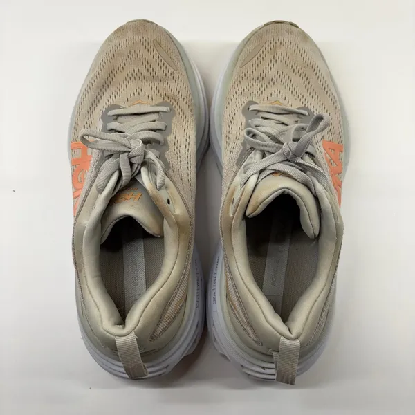 Hoka Bondi 8 Sneakers Womens 8 Grey Peach 1127952 HMLR Road Running Shoes - Image 9