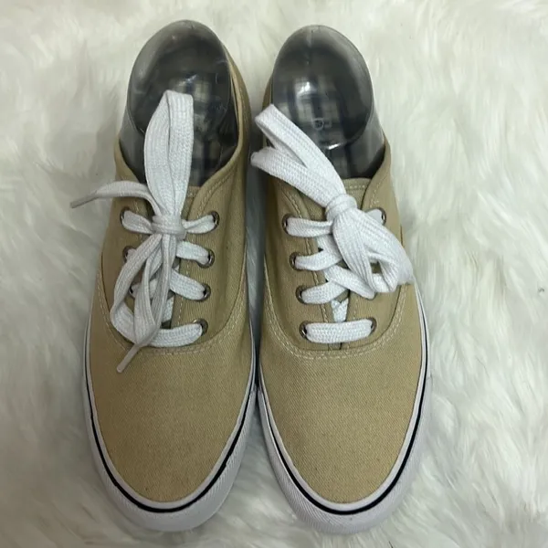 Bass Tan and White Canvas Sneakers‎ Casual Lace Up Sneakers Size 8.5 A19 - Image 6