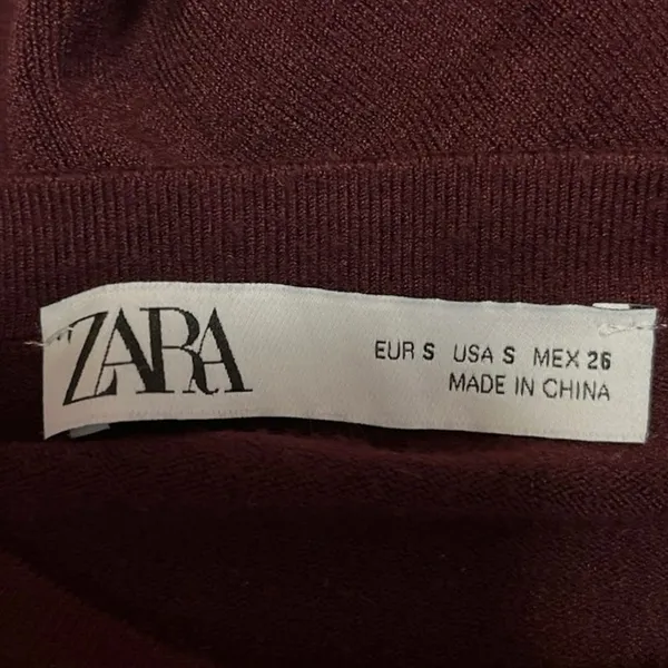 Zara Women's Maroon Knit Long Sleeve Crew Neck Pullover Cozy Sweater Top Size S - Image 3