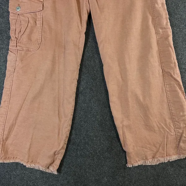 Hei Hei Anthropologie Pink Cargo Pants Wide Leg Frayed Hem Tencel Linen Size 28 - Image 9