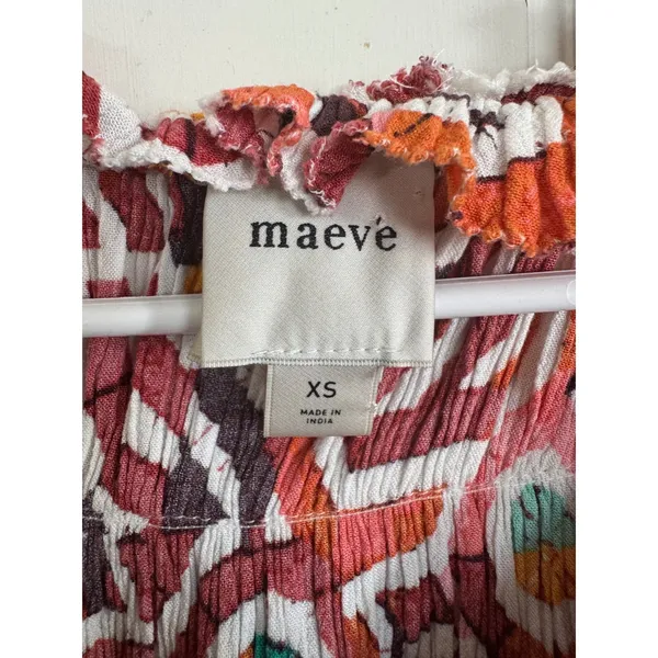 Anthropologie Maeve Short-Sleeve‎ Ruffle Yoke Colorful Blouse size xs - Image 3