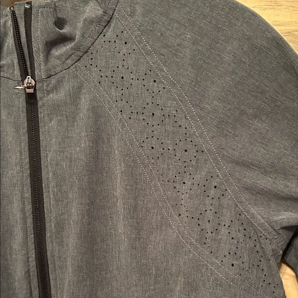 CALIA by Carrie Underwood Woven Full Zip Light Jacket Caviar Heather Size Medium - Image 5