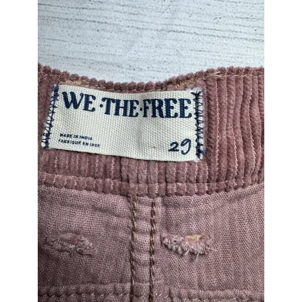 Free People Good Luck MID RISE Barrel Leg Corduroy Pants Withered Rose Size 29 - Image 11