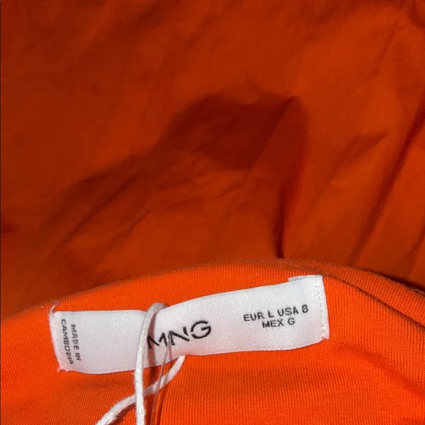 NWOT MNG MANGO Combined knitted balloon Strapless dress Bright Orange SZ-8 - Image 10