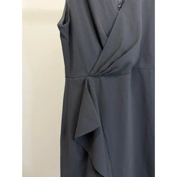 J.Crew 365 Sleeveless Black Faux‑Wrap Crepe Dress Sz14 - Image 4