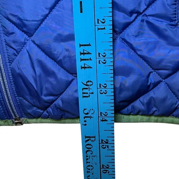 Lands End Blue‎ Quilted Primaloft Puffer Jacket Womens Size S 6-8 Green Lining - Image 5