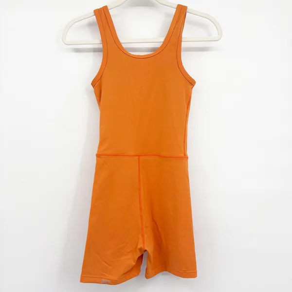 SET ACTIVE Womens Orange Sportbody Athleisure Shortysuit Athletic Romper Size M - Image 6