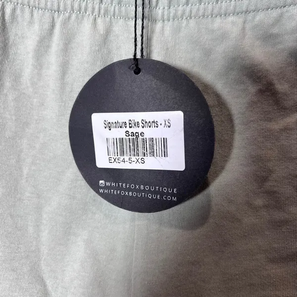White Fox Signature Bike Shorts Sage Green‎ XS Lounge Activewear Workout - Image 7