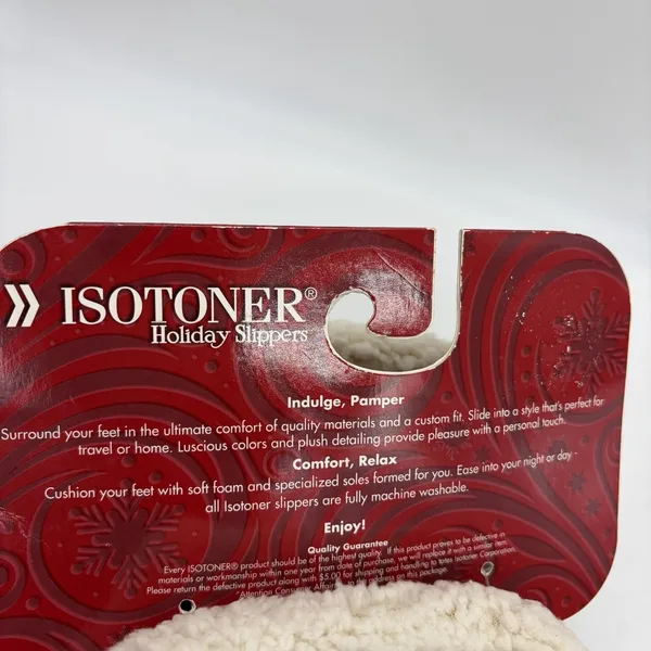 NEW Isotoner Womens 7.5-8 Holiday Slippers‎ Burgundy Hard Sole Cushioned Sherpa - Image 12