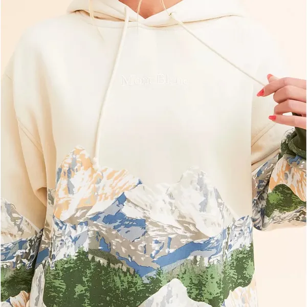 Modish Rebel Mont Blanc Mountain Hooded Sweatshirt – Size Small - Image 6