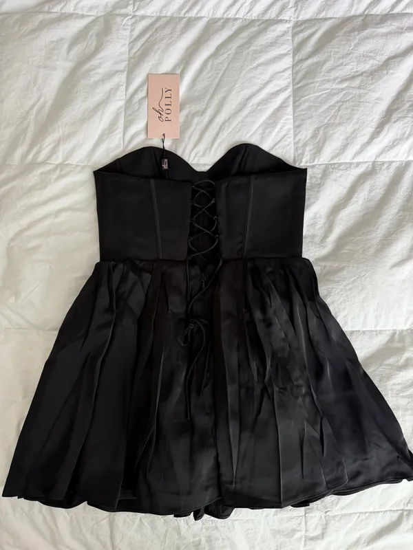 Brand-new Oh Polly black satin mini dress with tags - Image 3