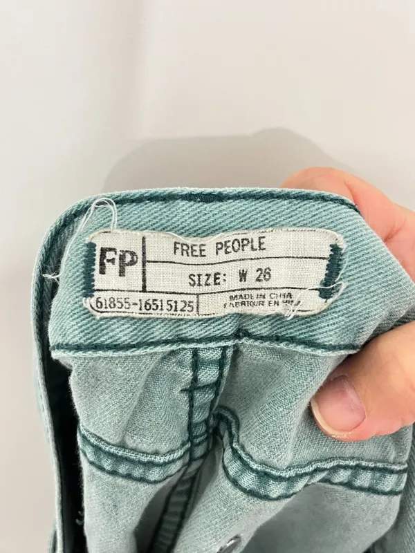 Free People Size 26 Green / Blue Denim Cutoff Shorts - Image 5
