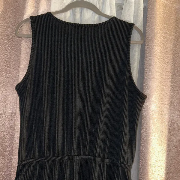 Black Sleeveless Midi Dress with Drawstring Waist Size L - Image 8