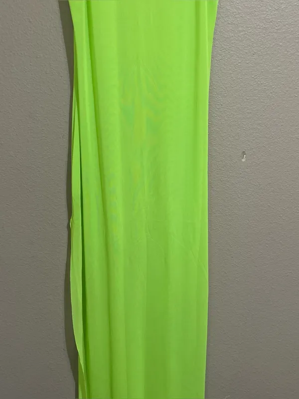 SKIMS Neon Green Sheer Mesh Maxi Dress Swim Coverup Women’s Size Large - Image 10