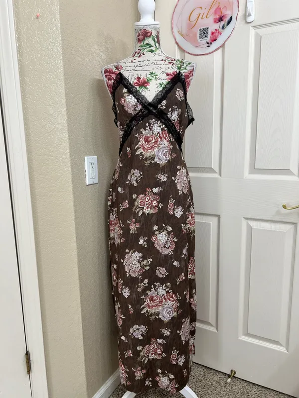 Brock Collection x H&M Woodsy Floral Slip Dress Lace Trim Cottagecore S - Image 2