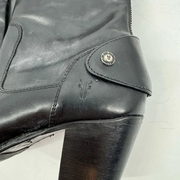 Frye‎ Jackie Zip Short Black Leather Ankle Boots Size 8.5B - Image 4