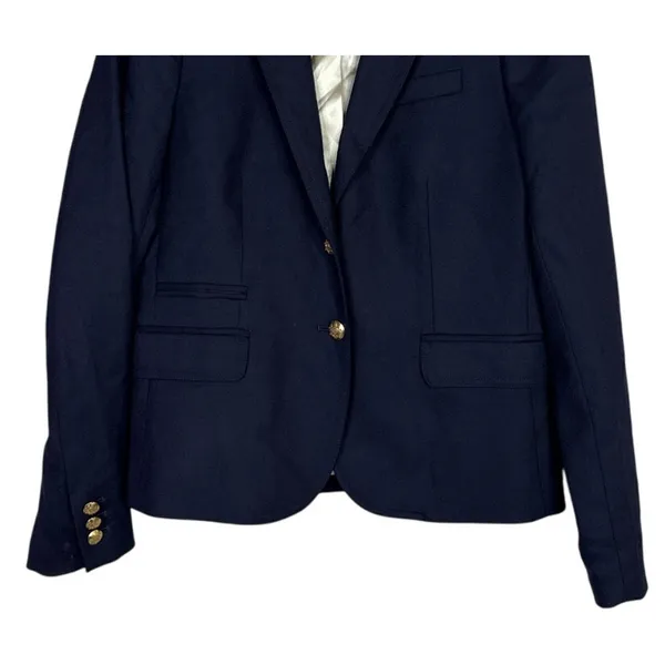 J. Crew Schoolboy Long Sleeve Wool Blend Lined Gold Buttons Blazer 4 Navy Blue - Image 4
