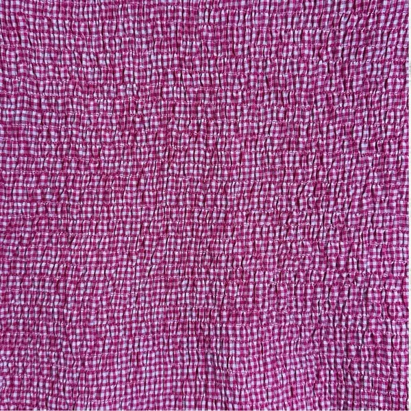 Skies Are Blue Pink Gingham Smocked Mini Dress XS Ruffle Hem Cami Cottagecore - Image 5
