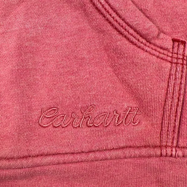 Carhartt Clarksburg 1/4 Zip Hoodie Sweatshirt Medium Red Cozy Casual‎ Workwear - Image 5