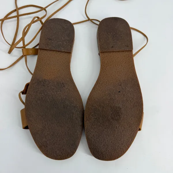 Madewell Brown Leather Lace‎ Up Gladiator Flat Sandals Womens 8.5 - Image 6