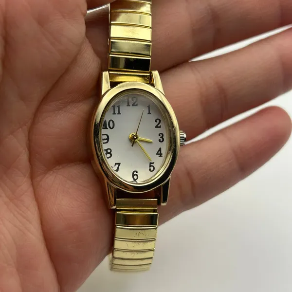 Gold-tone Oval Case Stainless Steel Stretch Band Women’s Watch Working - Image 7