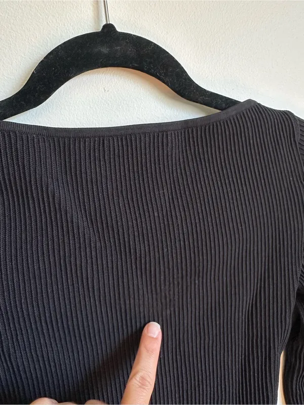 Aritzia Babaton Ribbed Long Sleeve Stretch Top Black Womens XS - Image 4
