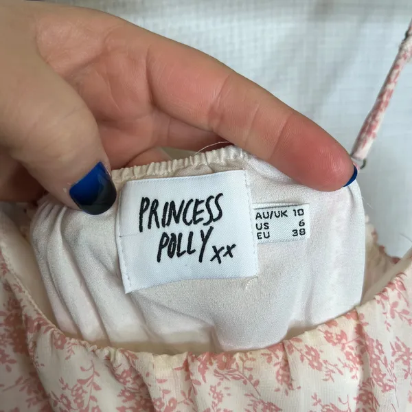 Princess Polly Ivy Hollow Pink Floral Ruched Mini Dress‎ Spaghetti Straps Size 6 - Image 9