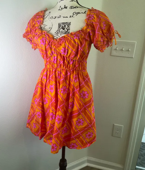 Show me Your Mumu x Barbie Mini dress Sz XS Hot pink /Orange - Image 16