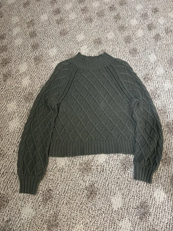 American Eagle Army Green Cropped Sweater - Image 2