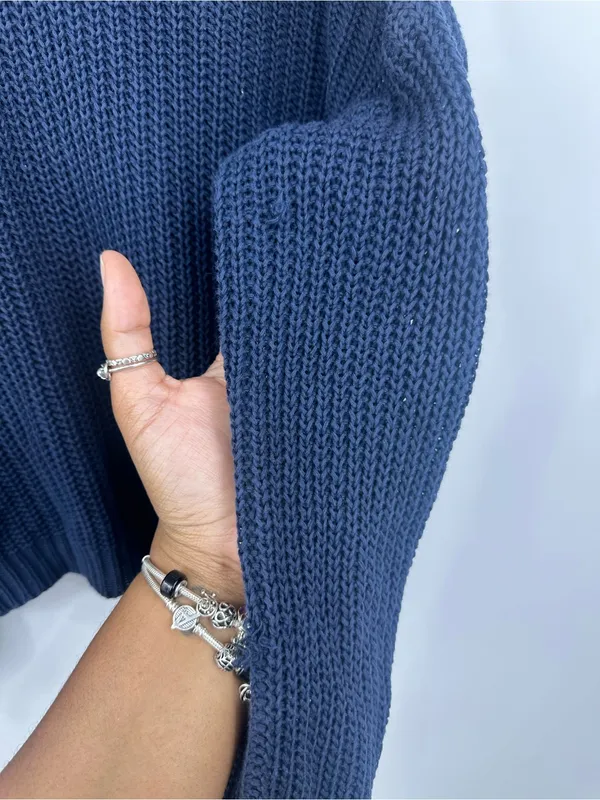 Brandy Melville Blue Open Knit Sweater One Size Boho - Image 3