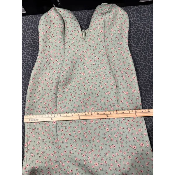 ASOS Mint Green Floral Midi Dress US 12 Tie Strap Scuba Cottagecore NWT - Image 9