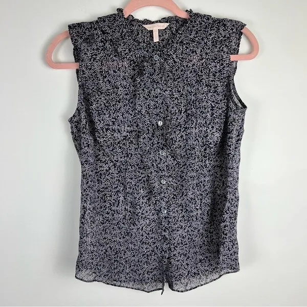 Rebecca Taylor Silk Blend Metallic Ruffle Sleeveless Blouse Size 00 - Image 8