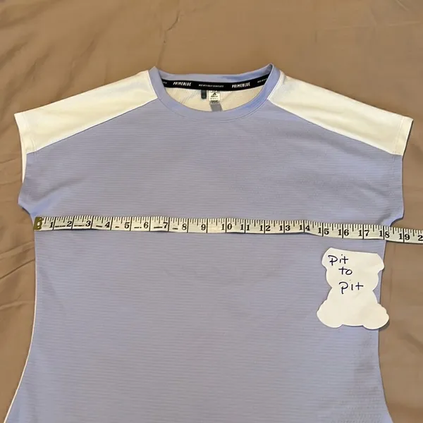 Adidas primeblue size small lavender front longer white back cap sleeves GUC - Image 11