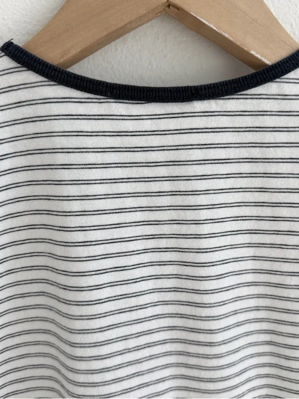 Brandy Melville Striped Baby Tee White Black One Size - Image 5