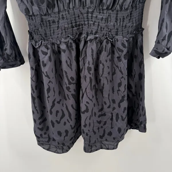 Rails Dress SZ Large Jasmine Ash Cheetah Animal Smock Waist Long Sleeve Button - Image 9