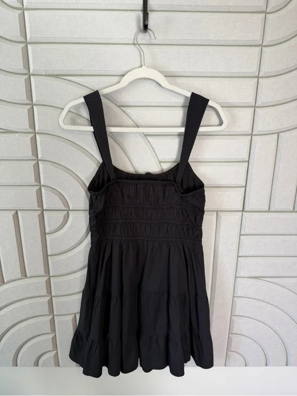 Aritzia Sunday Best Martine Poplin Dress Black Medium Cotton Sleeveless - Image 3
