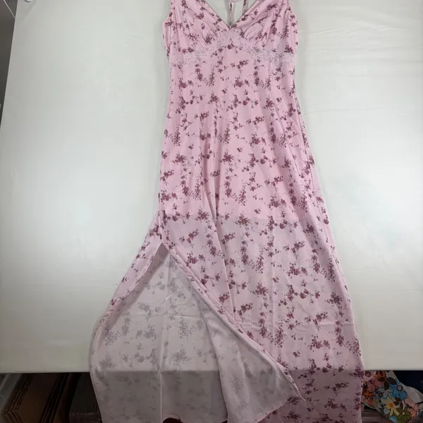 Wild Fable Small Dress Pink‎ Floral Lace Halter Maxi Side Slit NEW Cottagecore - Image 3