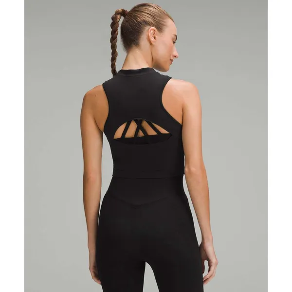 Lululemon Seamless Half Zip Training Tank Black Cropped Mock Neck Size 4 NEW - Image 9